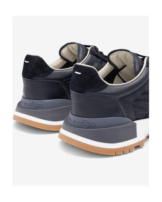 Maison Margiela Blue Retro Lace-Up Sneakers