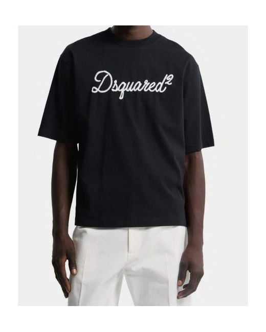 DSquared² Black T-Shirt Logo for men