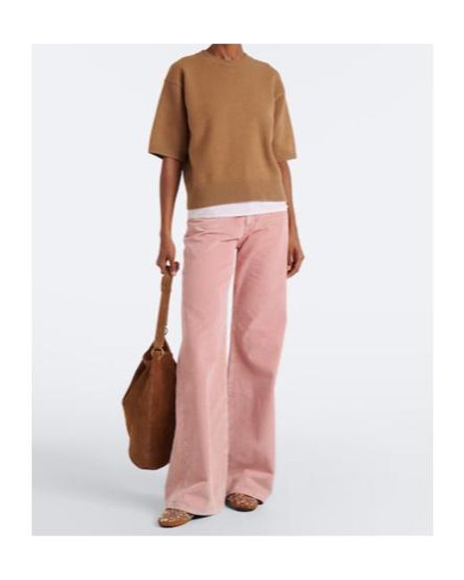 7 For All Mankind Pink Lotta Cotton Corduroy Wide-Leg Pants