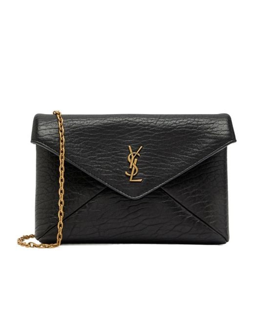 Saint Laurent Black Leather Clutch