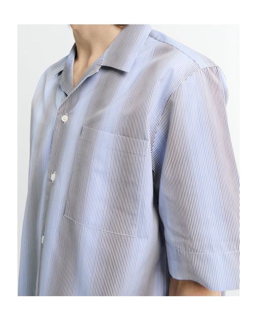 Dries Van Noten Blue Short Sleeve Striped Shirt for men