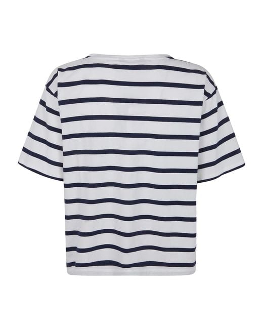 Ralph Lauren Blue Lauren Logo Detailed Striped T-Shirt