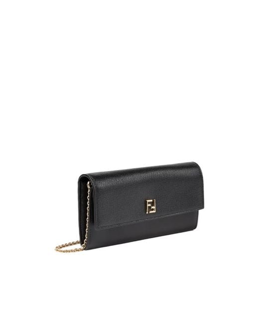 Fendi White Ff Continental With Chain Leather Wallet