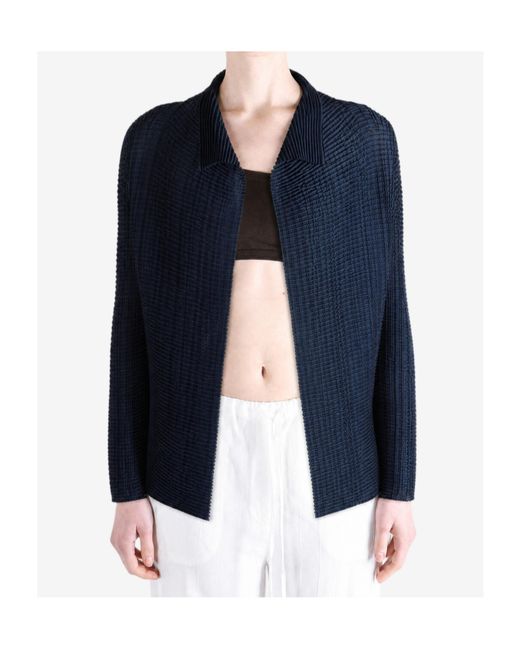 Issey Miyake Blue Long-Sleeve Cardigan