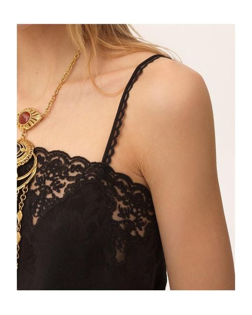 Chloé Black Chloé Lace Spaghetti Strap Top