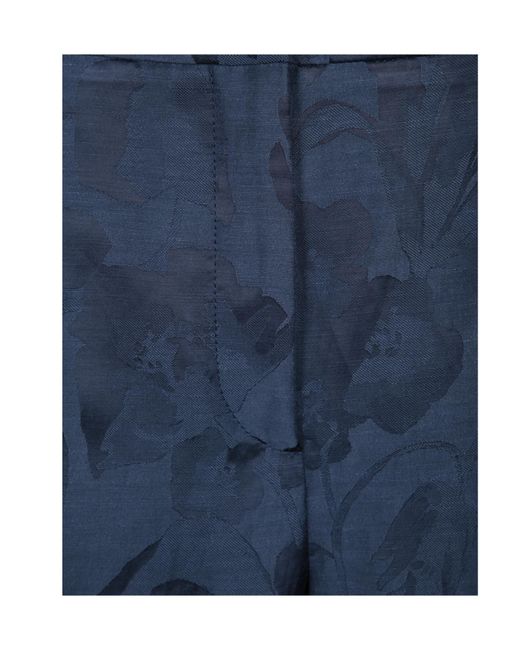 Incotex Blue Floral Jacquard Straight-Leg Pants