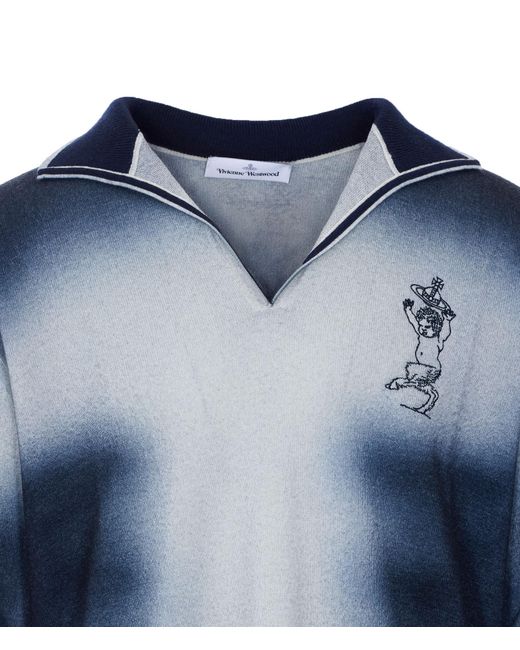 Vivienne Westwood Blue Logo Embroidered Jumper for men