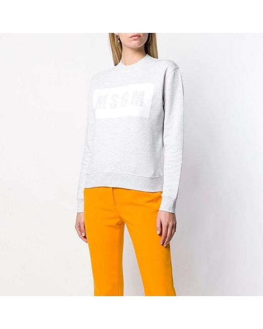 MSGM White Printed Logo Sweater