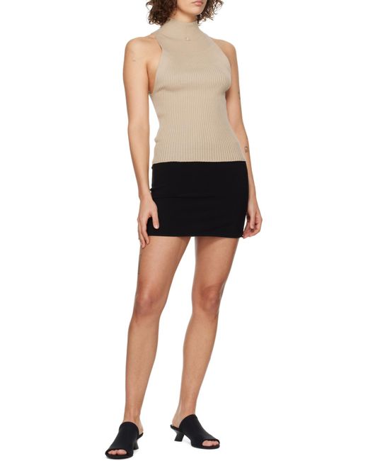 Courreges Natural Courrèges Mockneck Light Rib Top