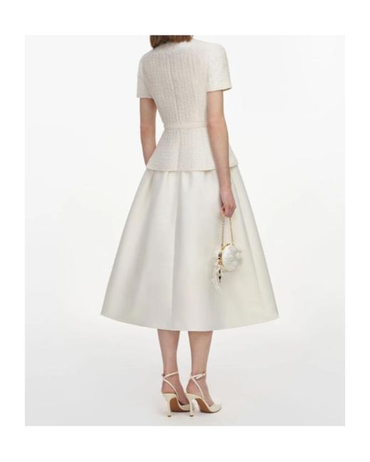 Self-Portrait Natural Bouclé-Knit Belted Midi Dress