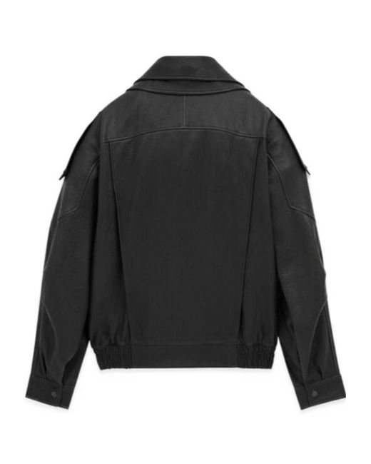 Saint Laurent Black Oversized Zip-Up Bomber Jacket