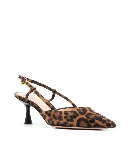 Gianvito Rossi Brown Ascent Pointed-Toe Slingback Pumps