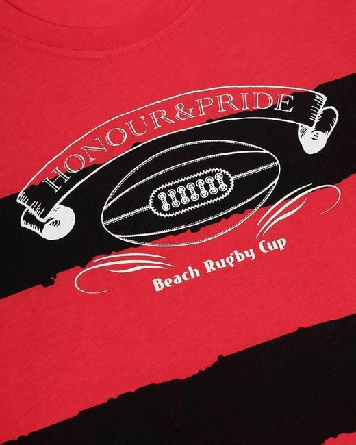 EA7 Red Logo Striped T-Shirt for men
