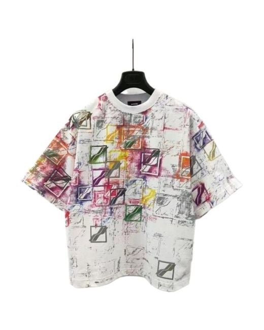 we11done Gray Printed Pattern Short-Sleeved T-Shirt for men
