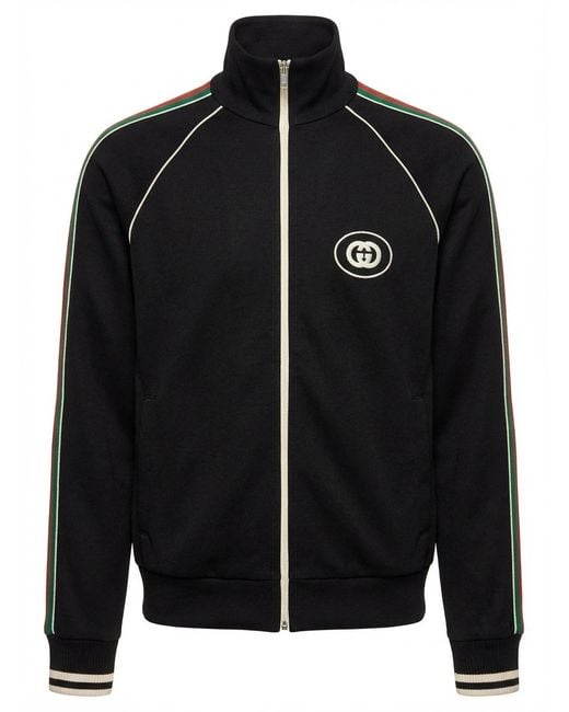 Gucci Black Technical Jersey Zip Jacket for men