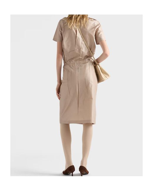 Prada Natural Drawstring Midi Skirt