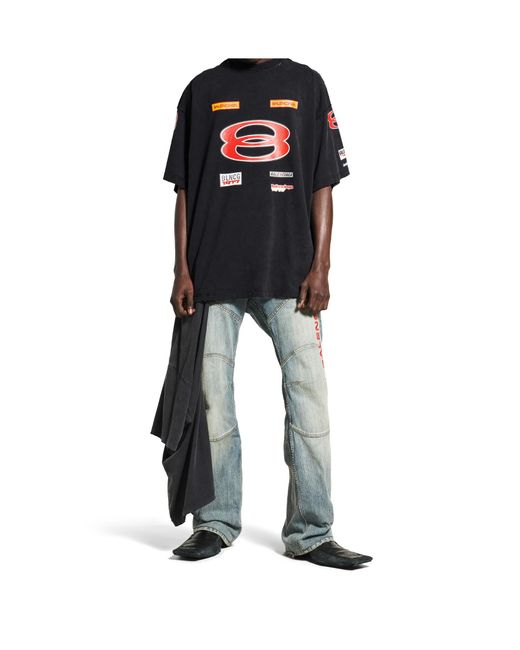 Balenciaga Black 'Sponsor Logos Oversize' T-Shirt for men