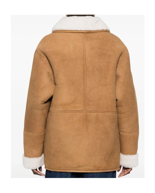 IRO Brown Single-Breasted Shearling Jacket