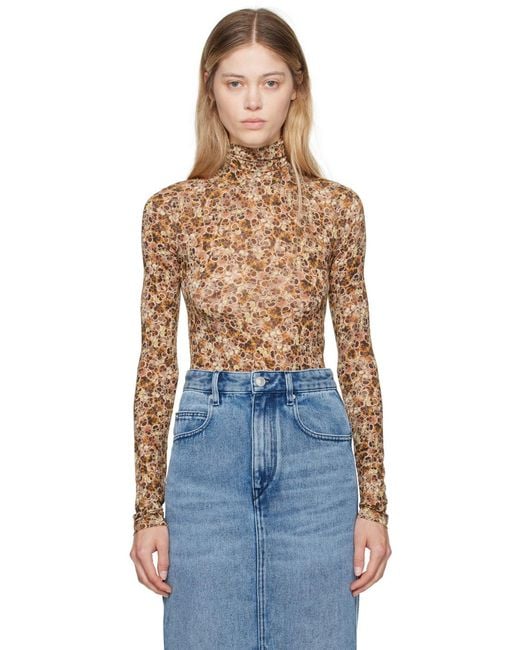 Isabel Marant Brown Multicolored Printed Knitted Top