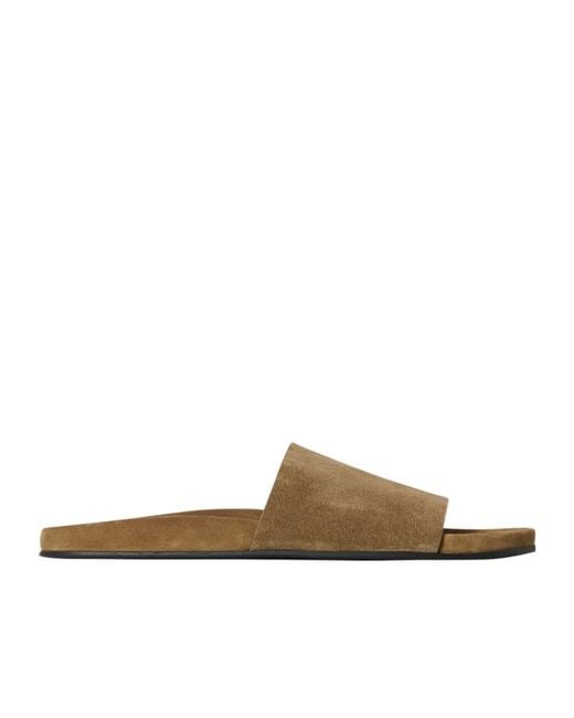 The Row Brown Hugh Suede Slides for men