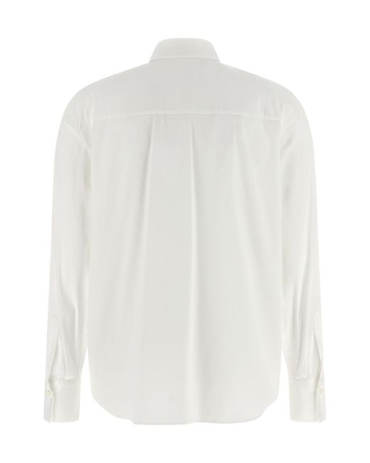 Brunello Cucinelli White Long Sleeved Curved Hem Shirt