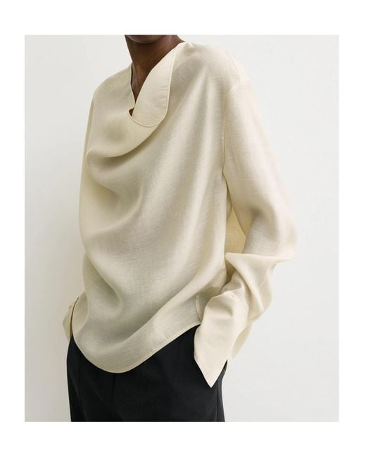 Totême White Totême Draped Curved Hem Blouse