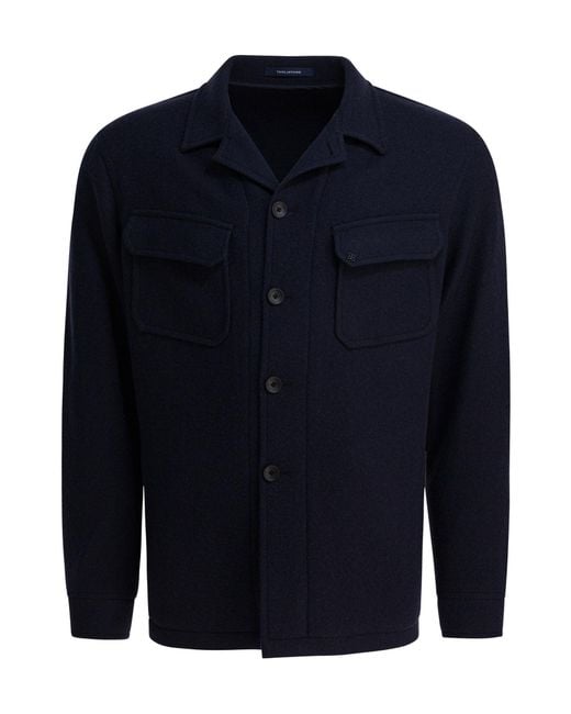 Tagliatore Blue Long-Sleeved Button-Up Jacket for men