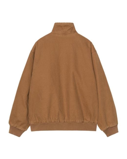 Carhartt Brown Ravon Logo-Patch Zip-Up Jacket for men