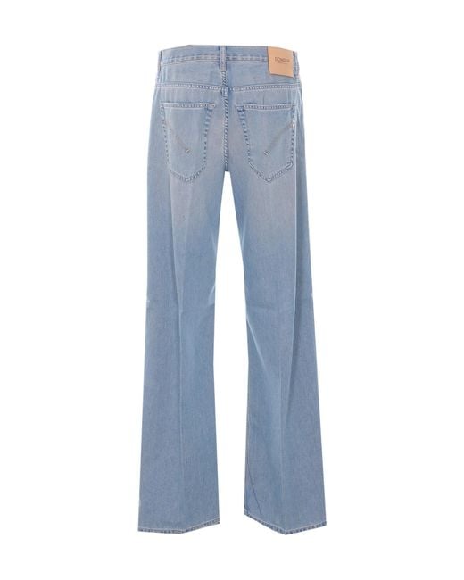 Dondup Blue Wide-Leg Buttoned Jeans