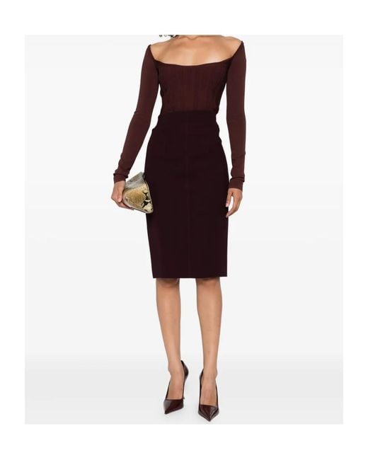 Mugler Purple Square-Neck Ribbed Top