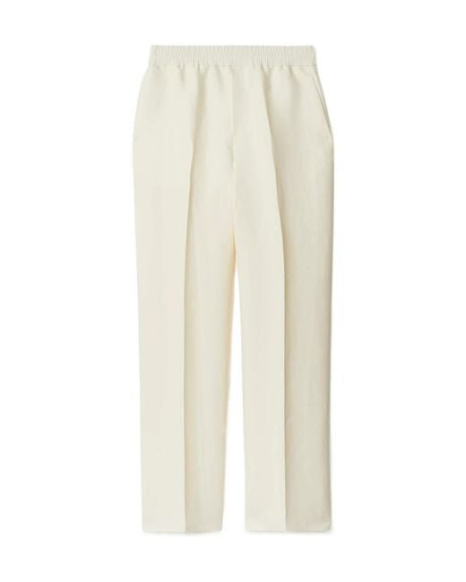 Burberry White Tapered-Leg Tailored Trousers
