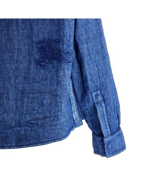 Burberry Blue Long Sleeved Denim Shirt for men