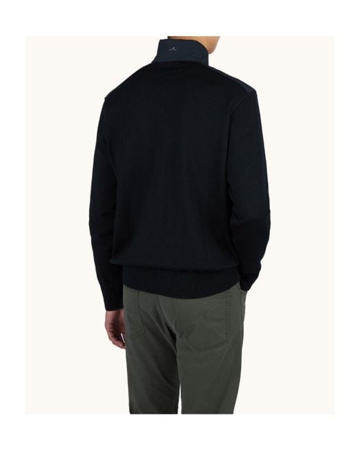 Paul & Shark Black Contrast Panel Half-Zip Knitted Sweater for men