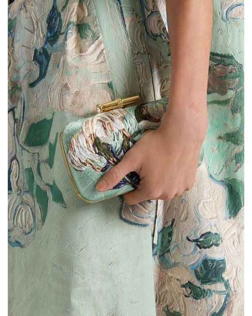 Givenchy Green Pout Evening Clutch With Floral Embroideries