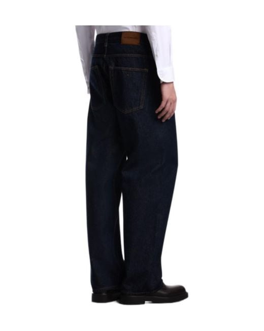 Emporio Armani Blue Straight-Leg Cotton Denim Jeans With A Five-Pocket Design for men