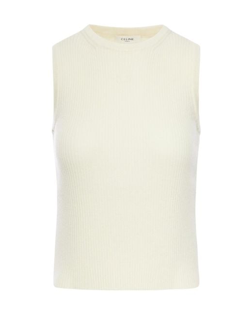 Céline White Sleeveless Top