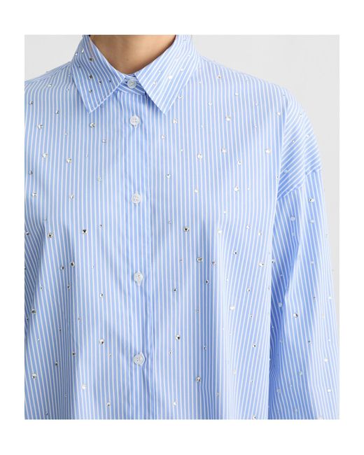 Liu Jo Blue Embellished Pinstriped Shirt