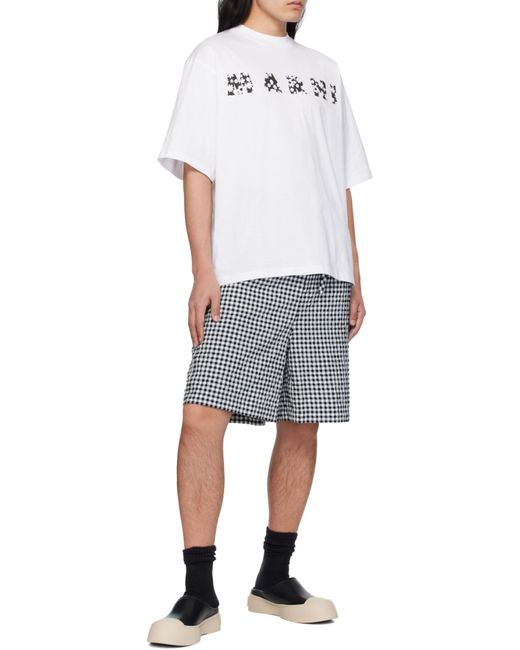 Marni White Logo-Printed Crewneck T-Shirt for men
