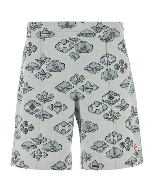 Casablanca Gray Pleated Stretch Jacquard Bermuda Shorts for men