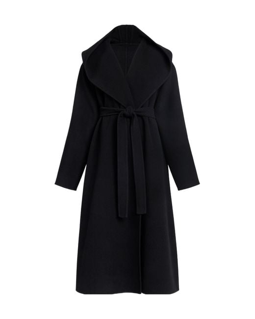 Alaïa Black Virgin Wool Hooded Wrap Coat