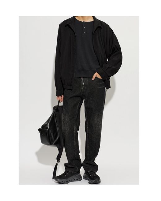 Our Legacy Black Ribbed Henley Sweater for men