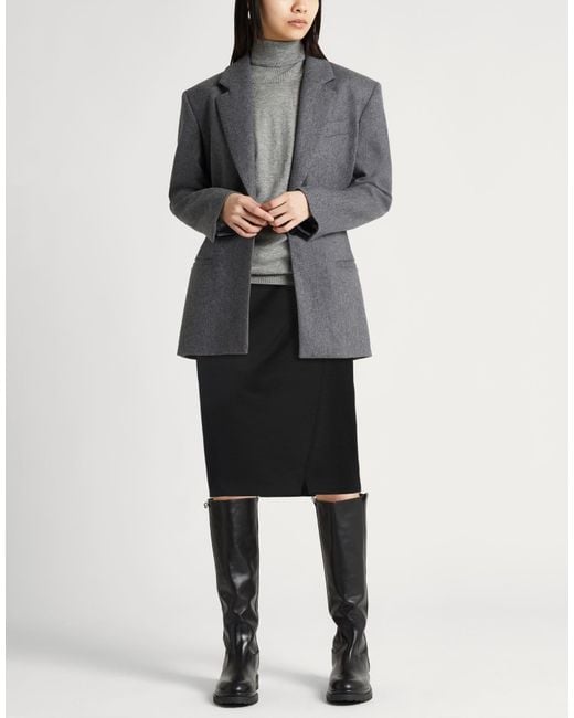 Max Mara Black Solid Color Elastic Waist Midi Skirt