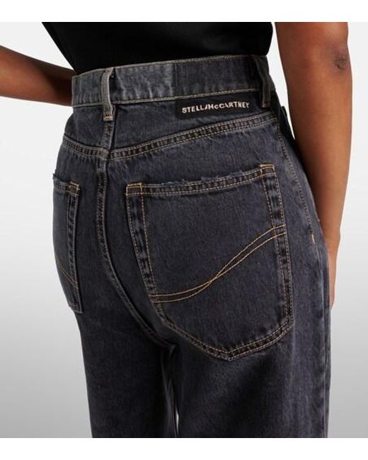 Stella McCartney Gray High-Rise Wide-Leg Jeans