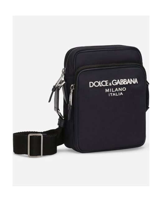 Dolce & Gabbana Black Logo-Printed Zipped Shoulder Bag for men