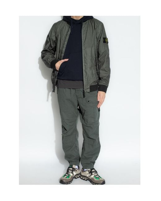 Stone Island Blue Logo Patch Drawstring Hoodie for men