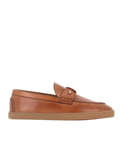 Christian Louboutin Brown Chambeliboat Leather Boat Shoes for men