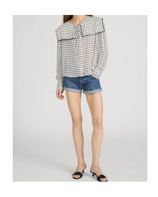 FRAME White The Polka Dot Fleet Blouse