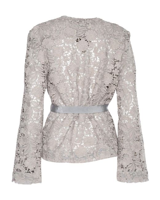 P.A.R.O.S.H. Gray Lace Detailed Tie-Waist Jacket