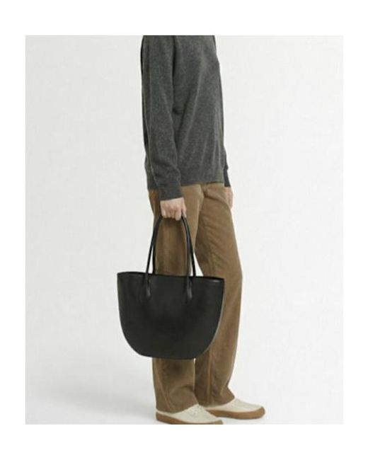 The Row Black Alger Saddle Leather Tote Bag