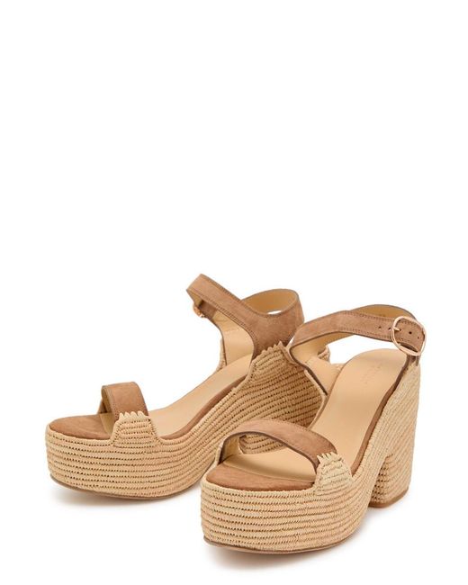 Gabriela Hearst Natural Suede And Raffia Platform Sandals
